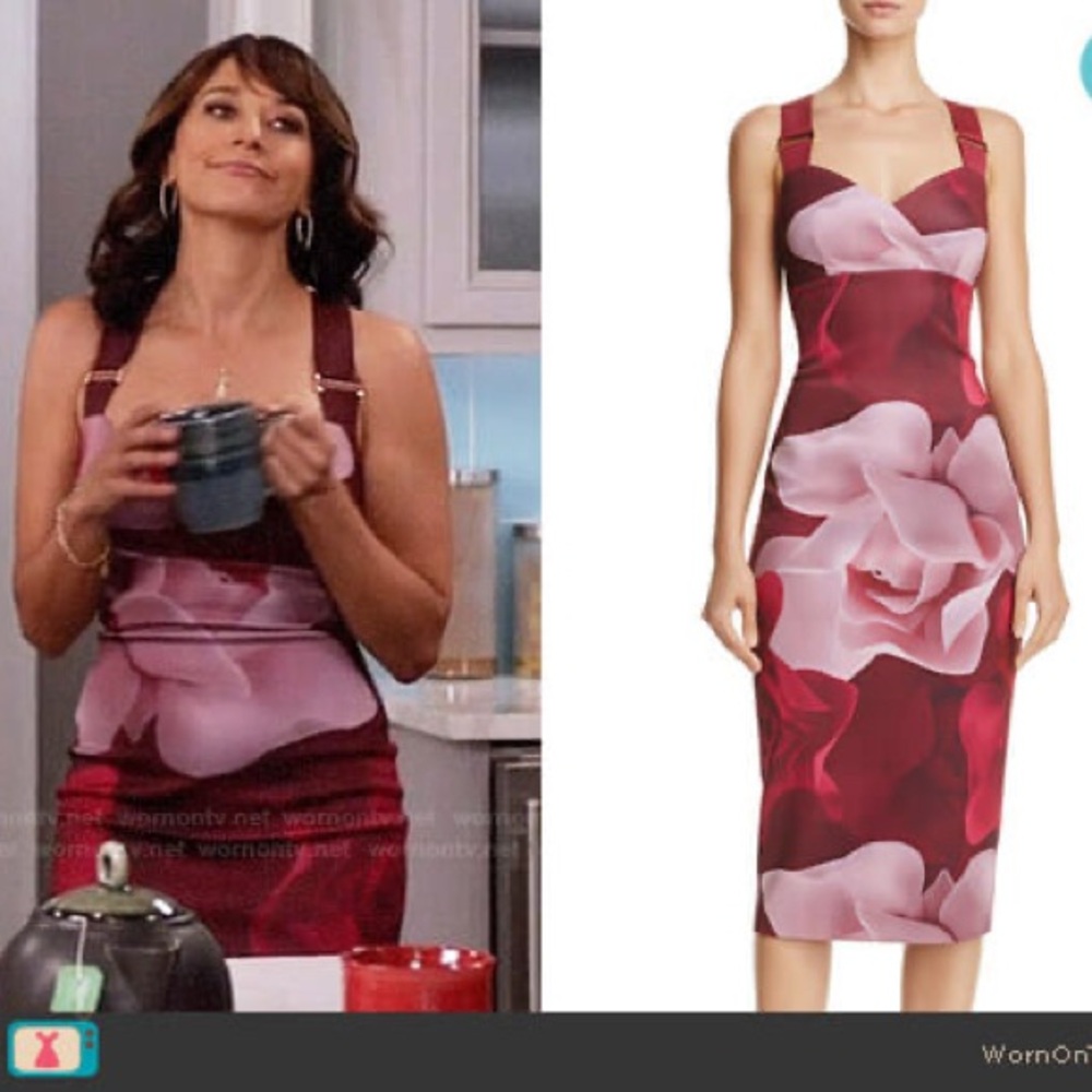 Ted Baker red Mallie Porcelain rose body con dress size 3 us sz 8 - Picture 2 of 12